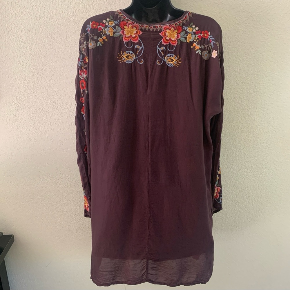 Johnny Was Autumn Bloom Tunic Size Medium Blouse Top Bohemian V-Neck Embrodiery - Picture 5 of 9